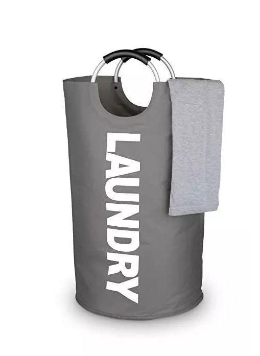 Luxula Luxula 82L Large Oxford Waterresistant Laundry Basket Collapsible Laundry Hamper Washing Bin Clothes Baskets Easy Carry Bag with Aluminium Handles Dark Grey  - Image 1