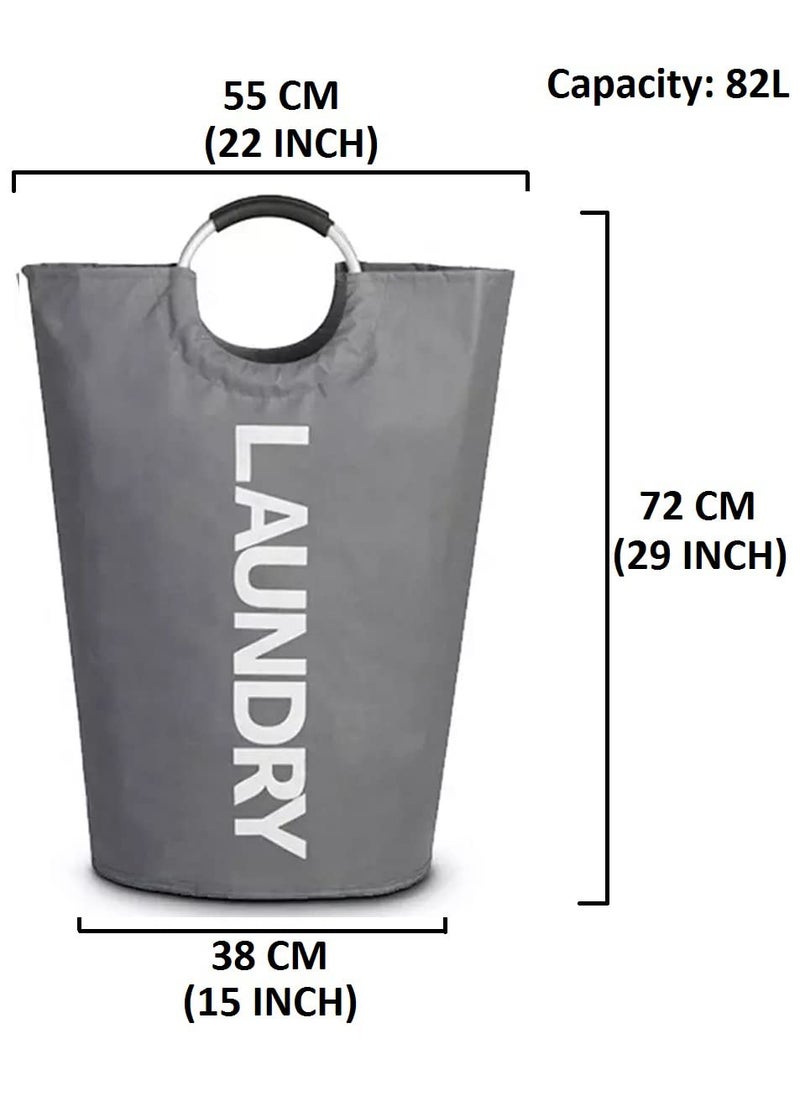 Luxula Luxula 82L Large Oxford Waterresistant Laundry Basket Collapsible Laundry Hamper Washing Bin Clothes Baskets Easy Carry Bag with Aluminium Handles Dark Grey  - Image 5