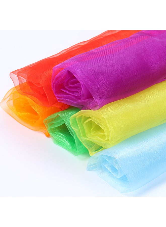 60*60 Style Gauze Dance Scarf Solid Color Nylon Versatile Magic Children's Performance Props Sailor Dance Silk Scarf-Color:Plum Red/Red/Orange/Peach/Yellow/Purple/Blue/Light Blue/Green/Fluorescent Green 10 Color Set-Specifications:60cm*60cm  - Image 4