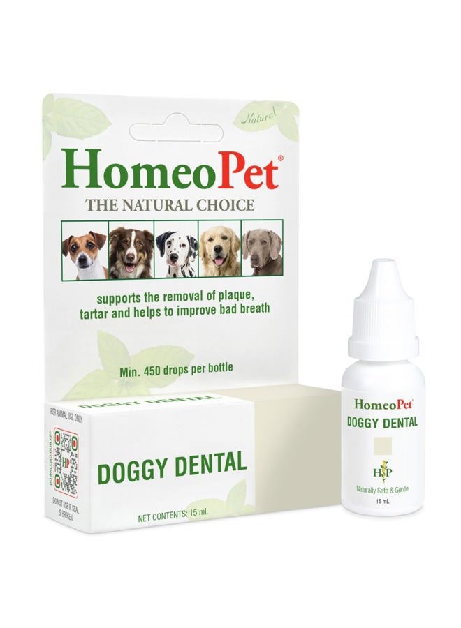 HomeoPet دواء أسنان الكلاب - 100% طبيعي للحيوانات الأليفة. لصحة الأسنان واللثة والتنفس. تراكم البلاك، الجير ورائحة الفم الكريهة. لا حاجة للتفريش. للكلاب من جميع الأعمار. 15 مل / حتى 90 جرعة لكل زجاجة. - Image 1