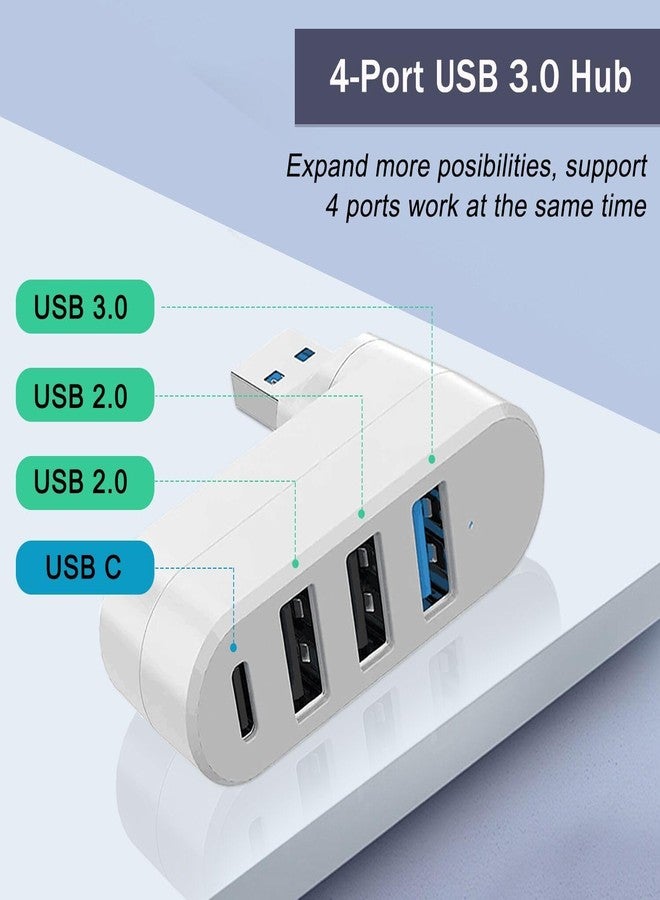 VIENON 4-Port USB 3.0 Hub [90/180 Rotatable], USB Splitter with 3 USB Ports & 1 USB C Power/Data Port, USB Extender for Laptops, Cars, iMac, MacBook Air, MacBook Pro - Image 2