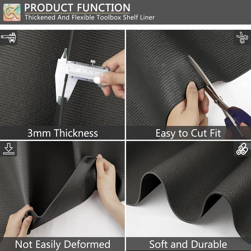 ChiKiner Foam Toolbox Liner Shelf Liner, Thickened Durable Pad Tool Box Mat for Protecting Your Tools, Work Surfaces, Garage, Chest (Black, 16 * 6) - Image 2