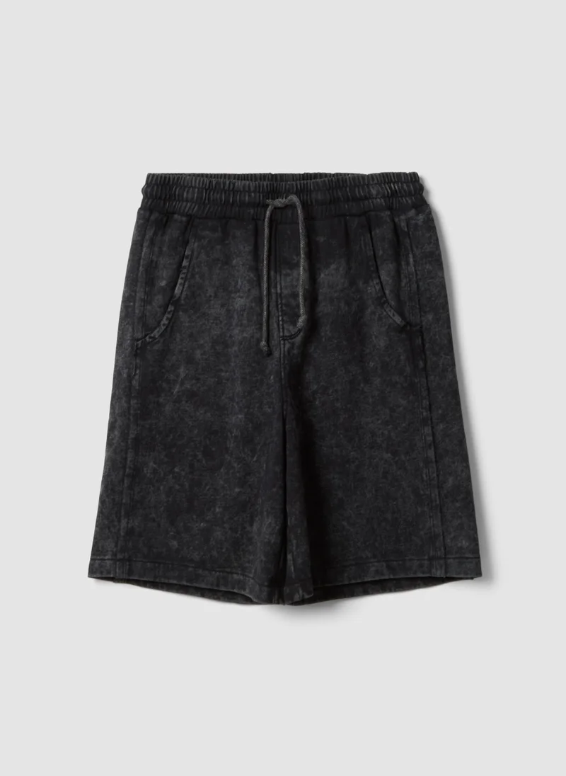 OVS Black Cotton-Blend Bermuda Shorts With Elasticated Waist