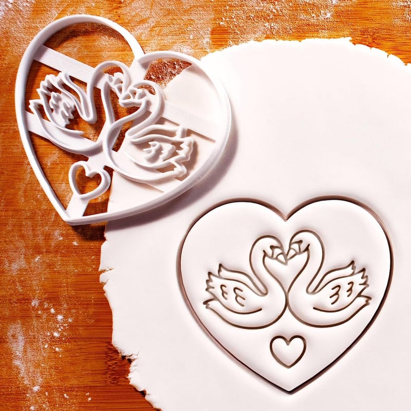 EROTNGO EROTNGO Romantic Swans Cookie Cutter HeartShaped Elegance for Weddings Valentines Day Anniversaries LoveThemed Baking Fondant Mold Decorative Cookie Cutter for Special Occasions and Gifts - Image 1