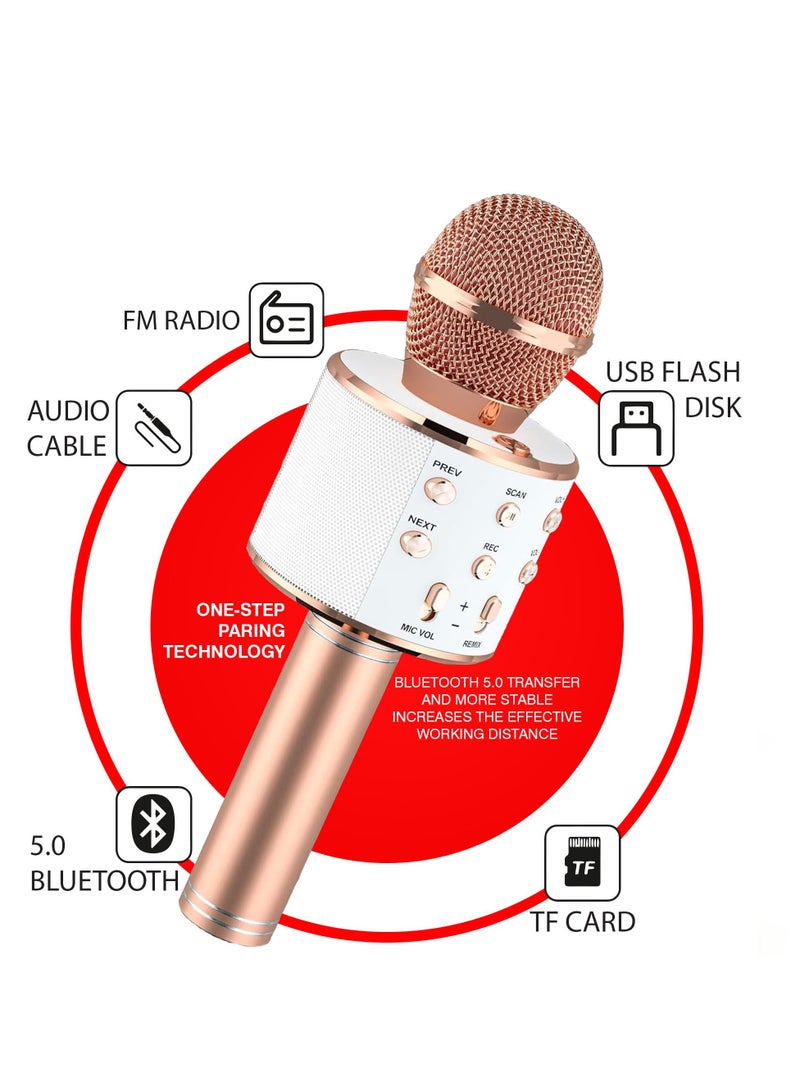 عام ميكروفون كاريوكي لاسلكي بتقنية Bluetooth، مكبر صوت ميكروفون كاريوكي محمول باليد، جهاز Bluetooth محمول 3 في 1 مع مكبر صوت، تسجيل USB إضافي، للحفلات المنزلية وأعياد الميلاد والهدايا - Image 4