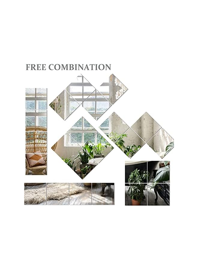 The Bros Self Adhesive Glass Mirror, Bathroom Wall Mounted Mirror, Make Up Mirror Sticker for Home Living Room Bedroom, Frameless Modern Vanity Mirror for Wall Tiles Decoration Hanging (4PCS-30 * 30CM) - Image 3
