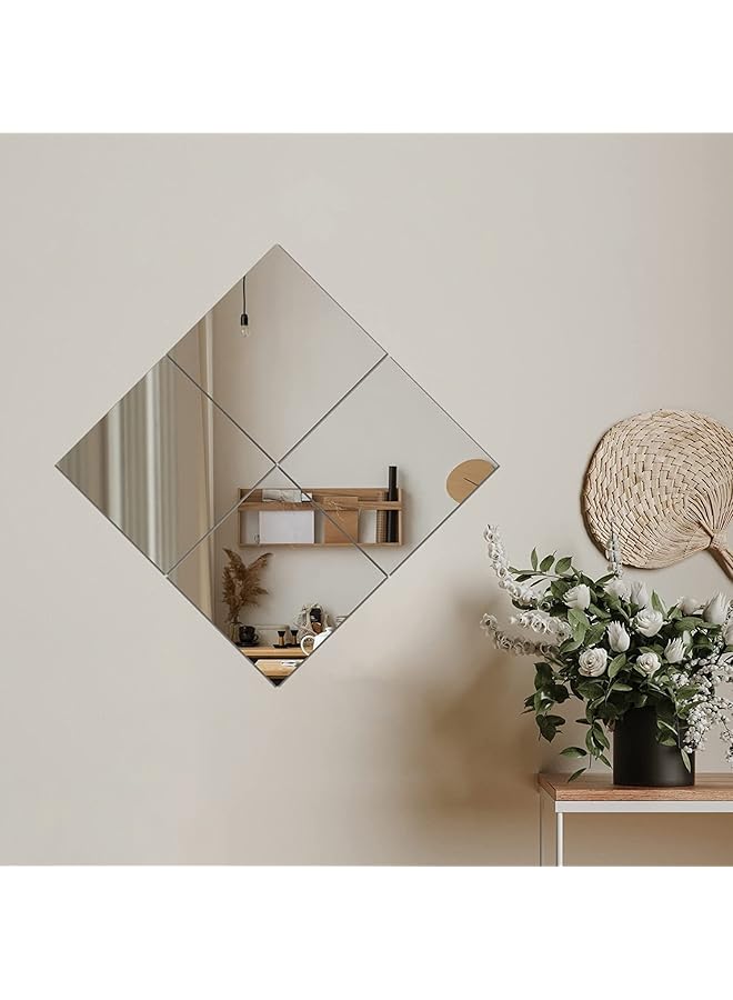 The Bros Self Adhesive Glass Mirror, Bathroom Wall Mounted Mirror, Make Up Mirror Sticker for Home Living Room Bedroom, Frameless Modern Vanity Mirror for Wall Tiles Decoration Hanging (4PCS-30 * 30CM) - Image 1