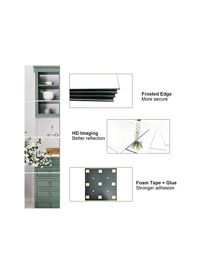 The Bros Self Adhesive Glass Mirror, Bathroom Wall Mounted Mirror, Make Up Mirror Sticker for Home Living Room Bedroom, Frameless Modern Vanity Mirror for Wall Tiles Decoration Hanging (4PCS-30 * 30CM) - Image 2