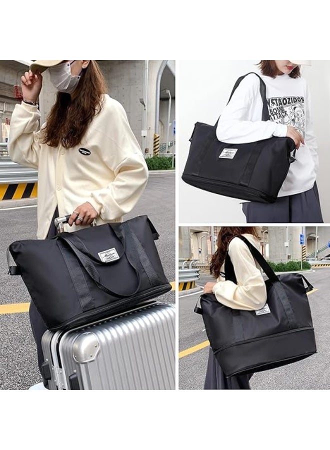 شنطة سفر قابلة للطي خفيفة الوزن لحمل الأمتعة الجافة والمبللة شنطة كتف عملية للرياضة والرحلات والتنقل اليومي - Image 2