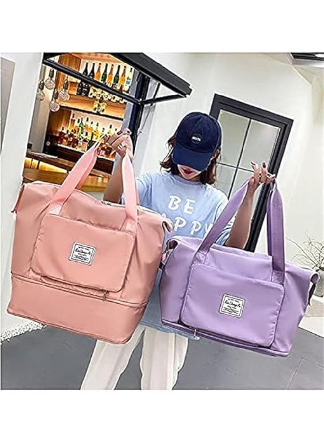 شنطة سفر قابلة للطي خفيفة الوزن لحمل الأمتعة الجافة والمبللة شنطة كتف عملية للرياضة والرحلات والتنقل اليومي - Image 4