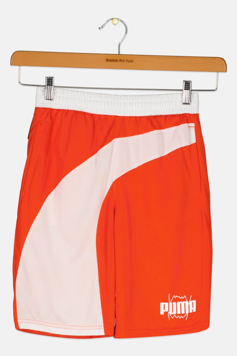 PUMA Kids Boy Brand Logo Basketball Shorts, Coral - Image 3