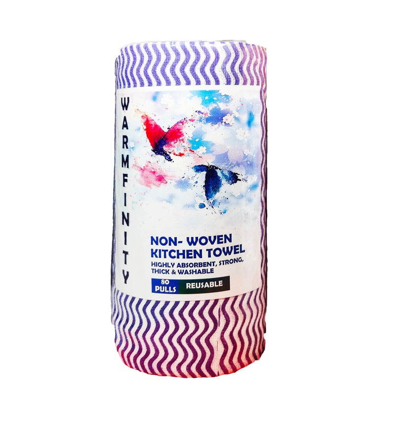 Warmfinity Multipurpose Kitchen Roll/Tissue/Towel Washable & Quick-Dry Non-Woven cloth, Dish Towel, for Kitchen Cleaning, Home Cleaning Super Absorbent Reusable Tissue Roll 80 Pulls in each roll (6) - Image 1