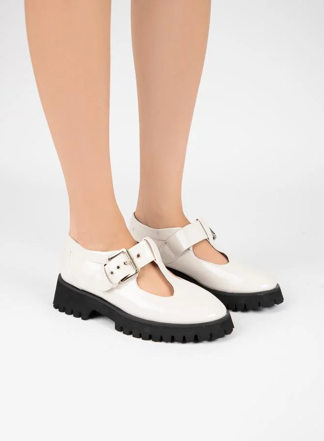 RAID Buckle Accent Round Toe Mary Jane Shoes by Styli