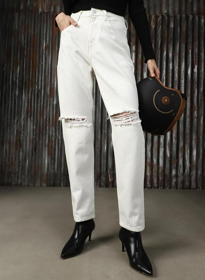 HIGH STAR High Rise Sliced Knee Regular Fit Jeans - Image 5