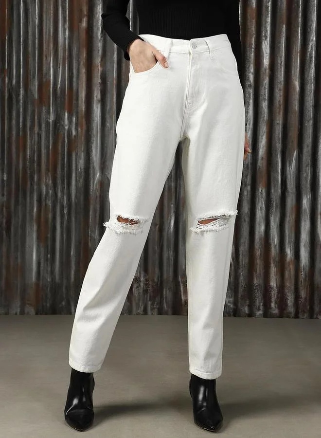 HIGH STAR High Rise Sliced Knee Regular Fit Jeans by Styli