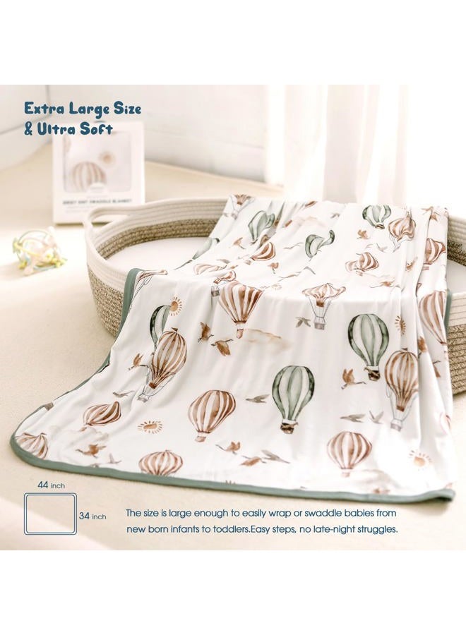 GRSSDER Baby Blankets Super Soft Jersey Knit Swaddle Blanket for Baby Girls and Boys, Double Layer Receiving Blankets 34 x 44 Inches, Extra Large for Baby Swaddling, Balloon Print - Image 2