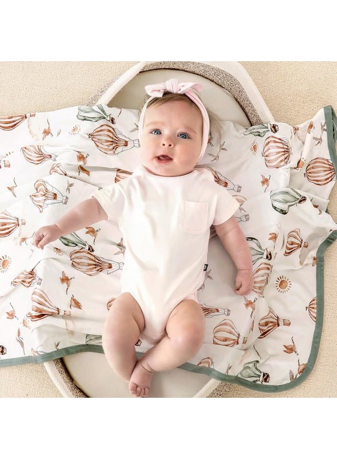 GRSSDER Baby Blankets Super Soft Jersey Knit Swaddle Blanket for Baby Girls and Boys, Double Layer Receiving Blankets 34 x 44 Inches, Extra Large for Baby Swaddling, Balloon Print - Image 5