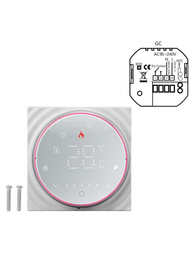 Thoraya LED Smart Thermostat for Water Heating Programmable Thermostat Accurate 7 Day Programmable Thermostat AC95‑240V Square Base White  - Image 1
