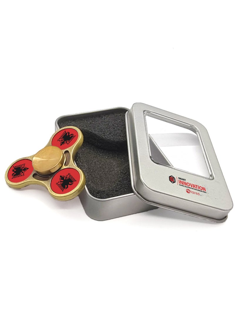 Smart Innovation Albanian Flag Gold Colour Metal Fidget Spinner - Image 3