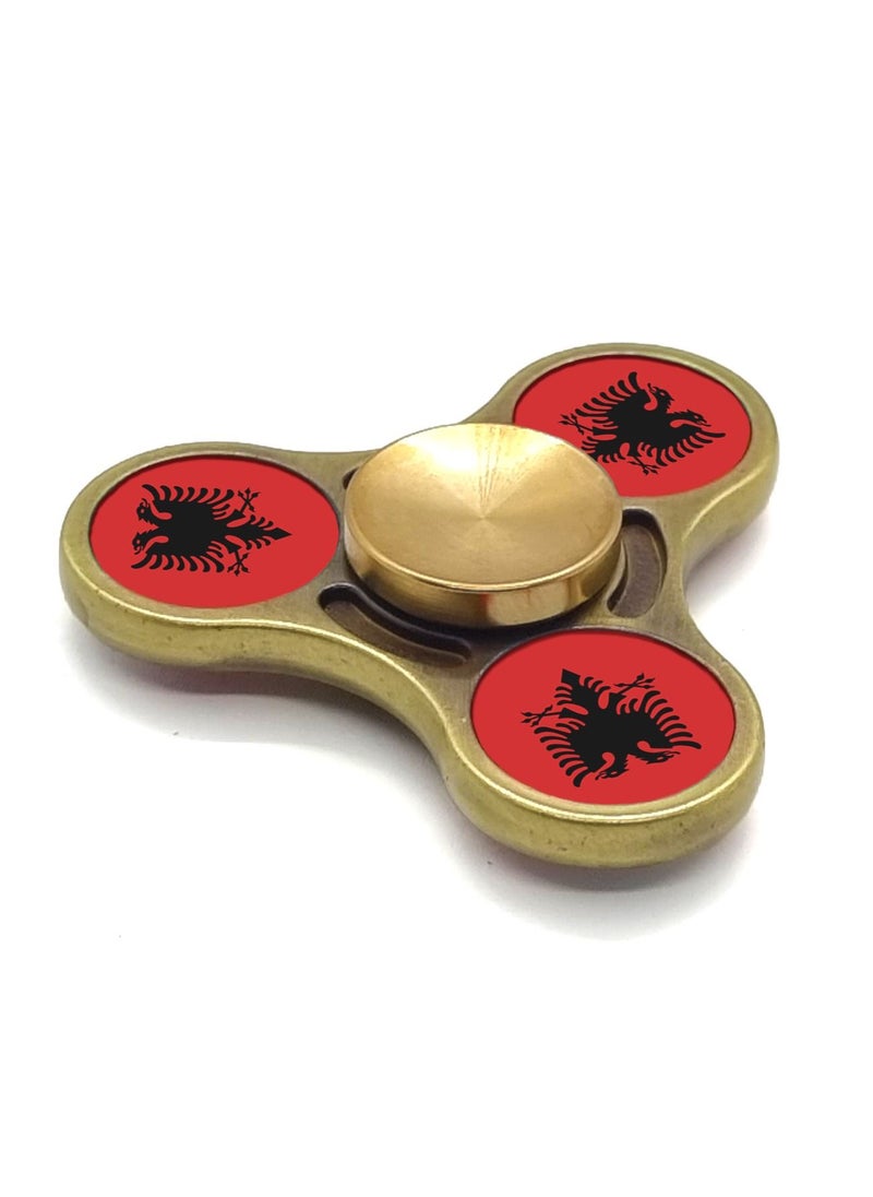 Smart Innovation - Albanian Flag Gold Colour Metal Fidget Spinner - Image 1