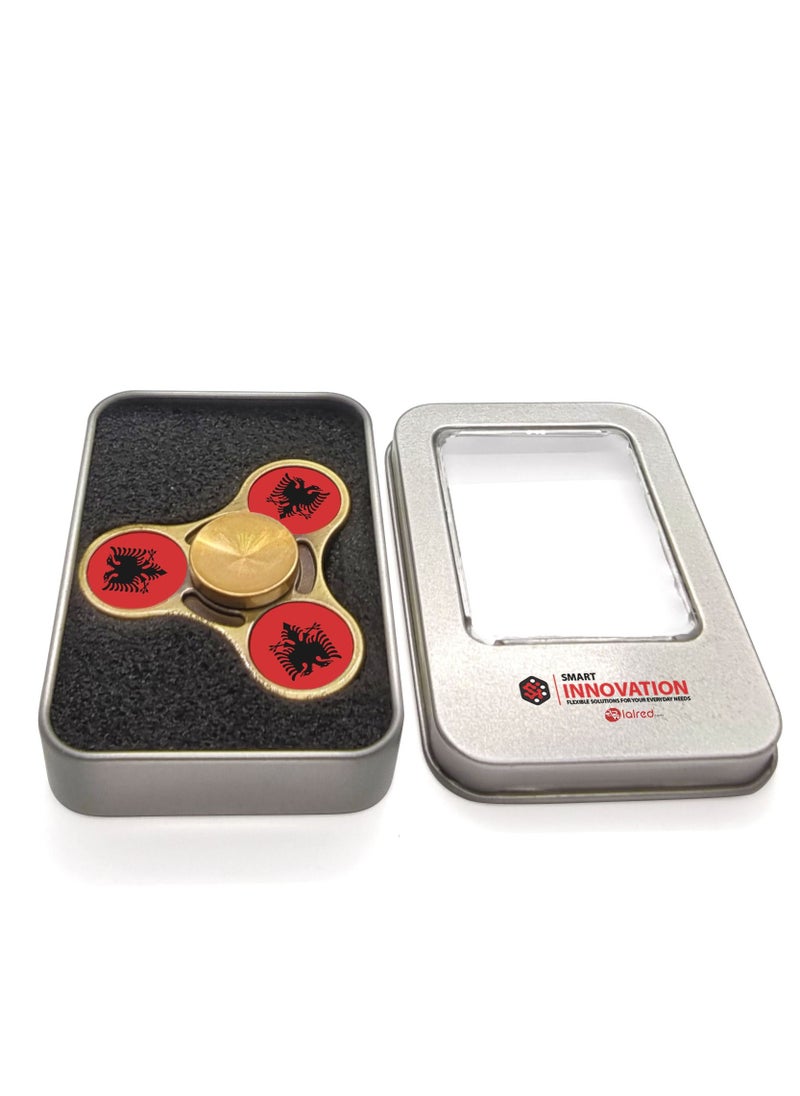Smart Innovation - Albanian Flag Gold Colour Metal Fidget Spinner - Image 1