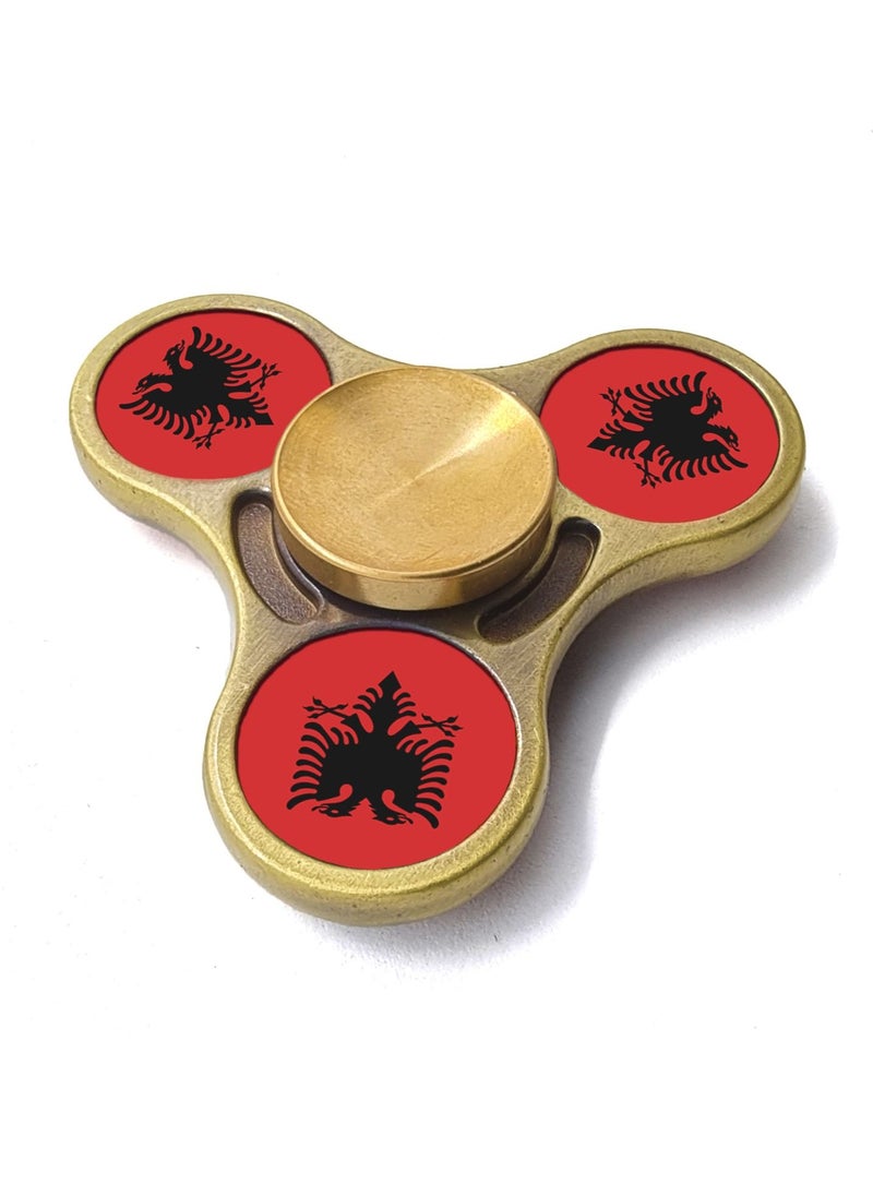 Smart Innovation - Albanian Flag Gold Colour Metal Fidget Spinner - Image 1