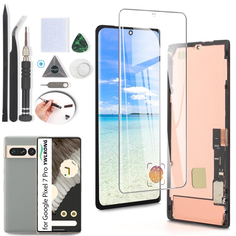 YWLRONG OLED لاستبدال شاشة Google Pixel 7 Pro مجموعة شاشة LCD تعمل باللمس مع أدوات دعم بصمة الإصبع - Image 2