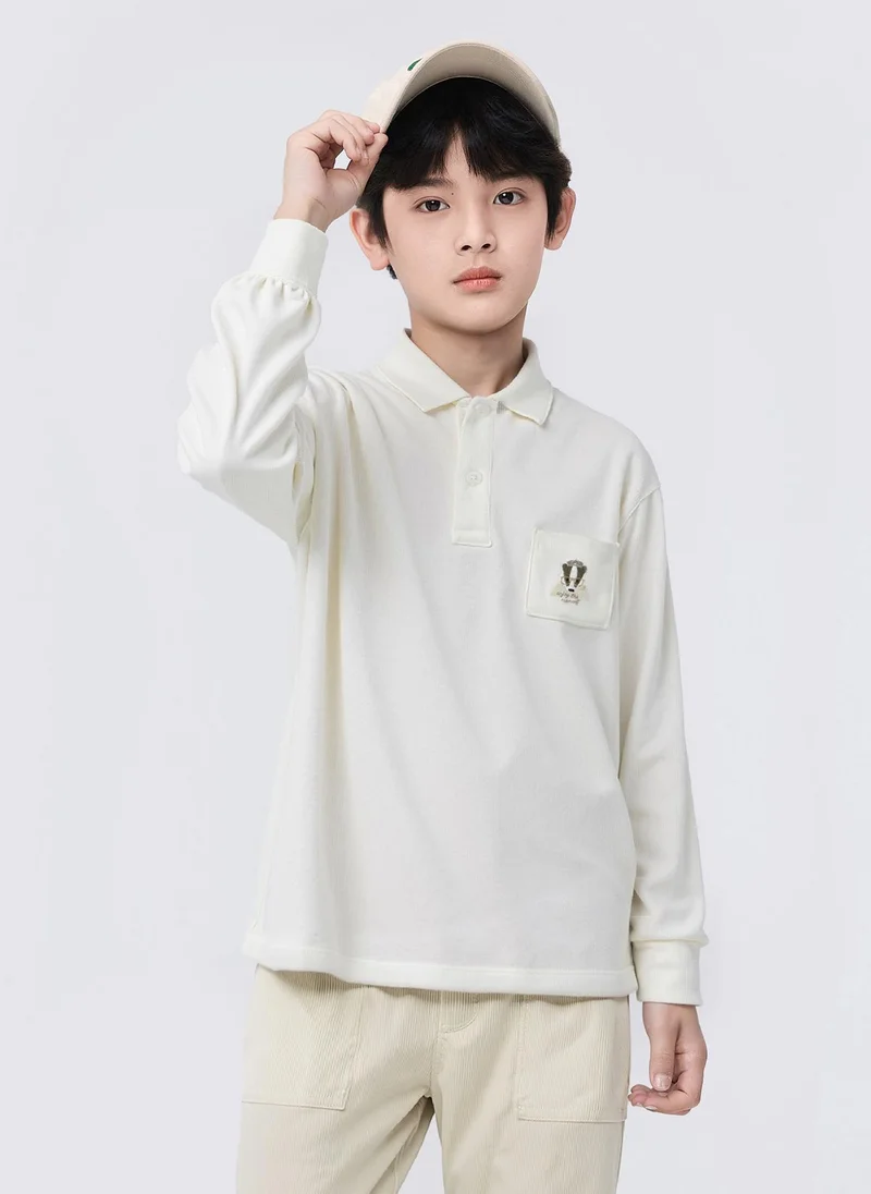 Balabala Kids Boy Lapel long sleeve T-shirt