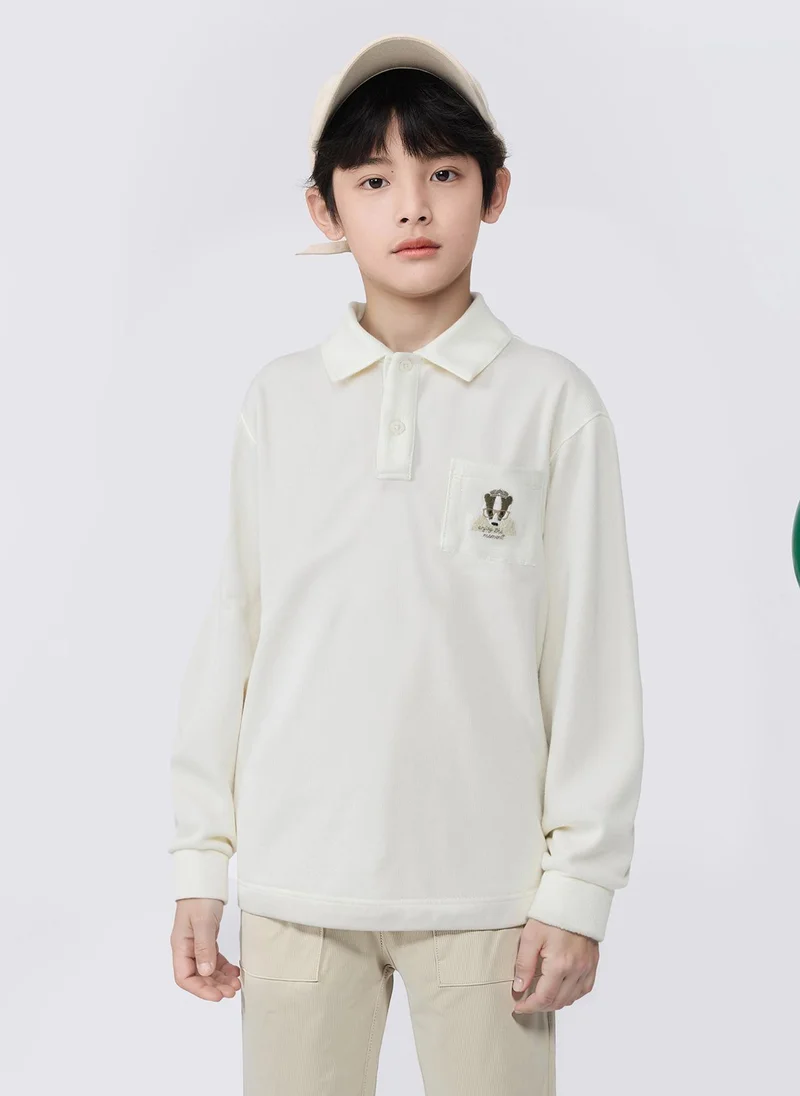 Balabala Kids Boy Lapel long sleeve T-shirt