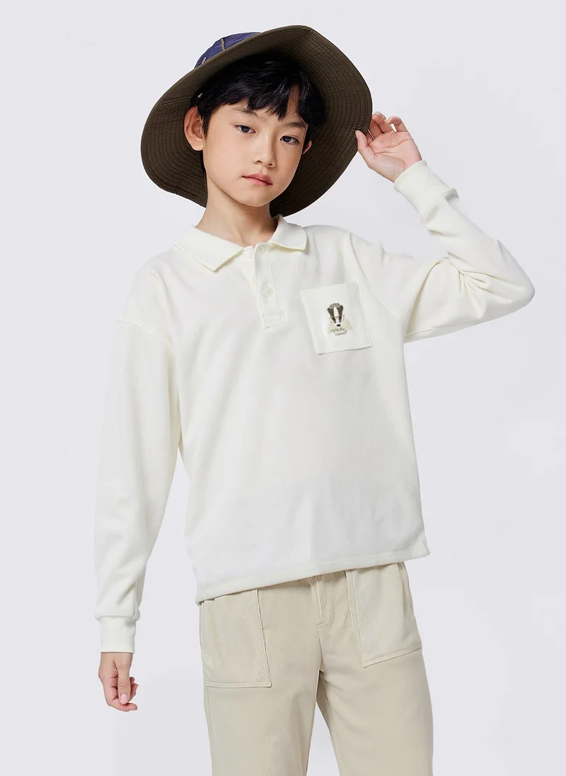 Balabala Kids Boy Lapel long sleeve T-shirt