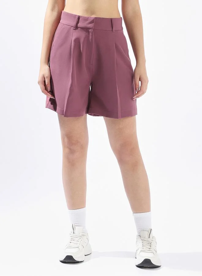 Hubberholme Onion Tailored Shorts for Women Tailored Fit 91% Polyester 9% Spandex Button Closure