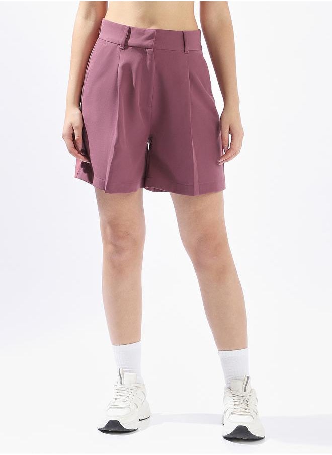 Hubberholme - Onion Tailored Shorts for Women Tailored Fit 91% Polyester 9% Spandex Button Closure - Image 1