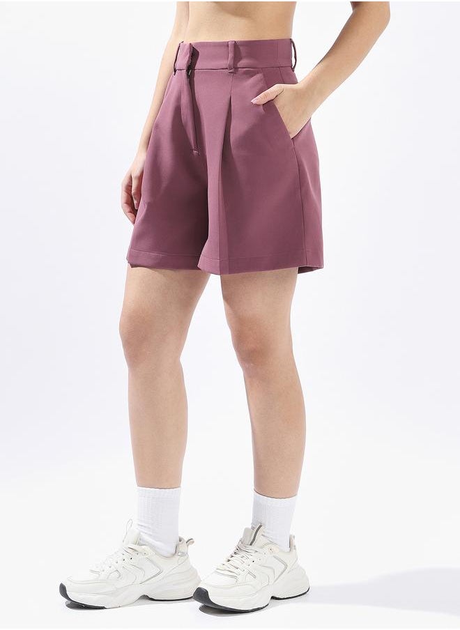 Hubberholme Onion Tailored Shorts for Women Tailored Fit 91% Polyester 9% Spandex Button Closure  - Image 3