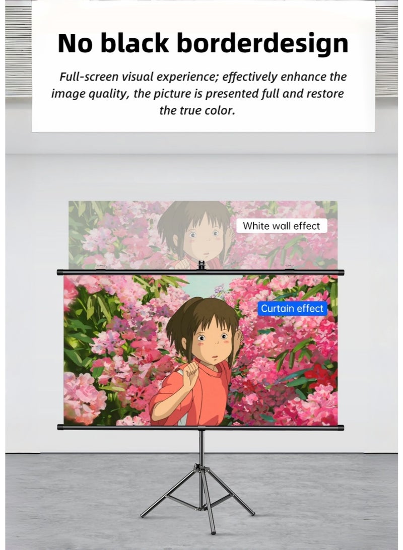 JoyousSto Projector Screen with Stand Outdoor 72 inch 4K HD 1.5-Gain Wrinkle-Resistant Movie Screen, 160° Viewing Angle, Projection Screen for Movie Night and Indoor - Image 4