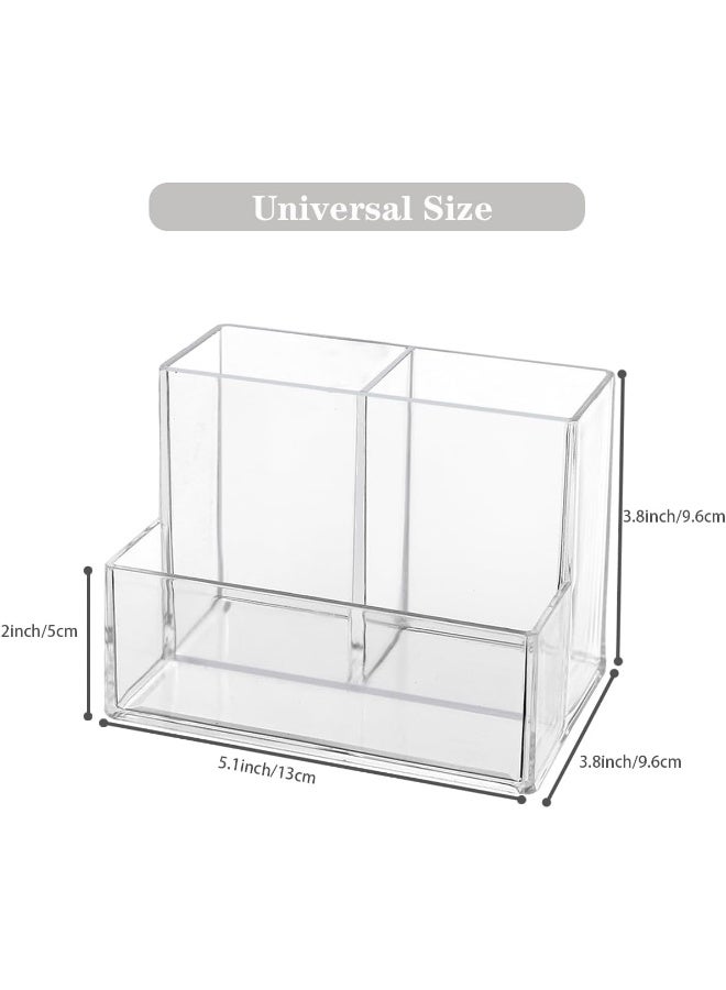 TPGP Pen Holder, 2 Pack Clear Acrylic Makeup Brush Holder, Pencil Holder For Desk With Sticky Notes Holder And 3 Compartments, Pencil Organizer For Pen, Art Supply, Makeup Brush(Clear) - Image 2