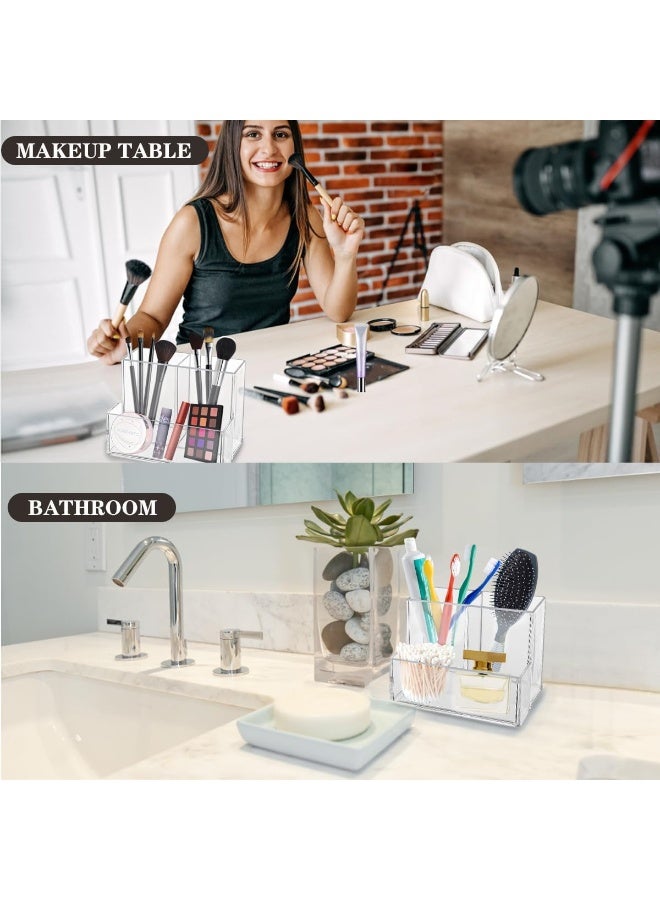 TPGP Pen Holder, 2 Pack Clear Acrylic Makeup Brush Holder, Pencil Holder For Desk With Sticky Notes Holder And 3 Compartments, Pencil Organizer For Pen, Art Supply, Makeup Brush(Clear) - Image 5