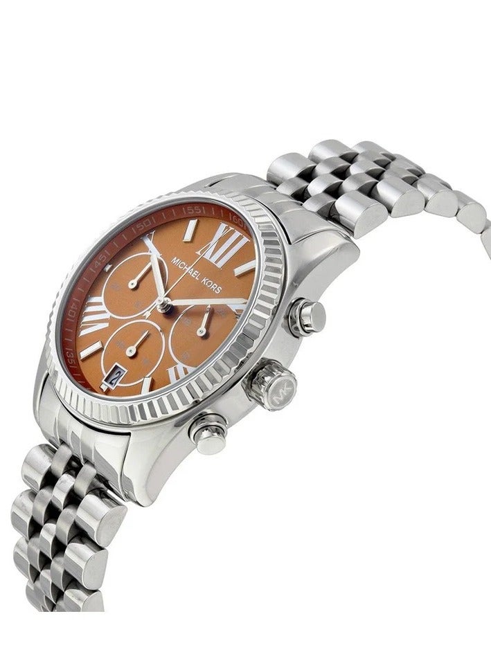 ام كي ساعة نسائية Lexington Chronograph 38 مم برتقالية فضية 6221 - Image 2