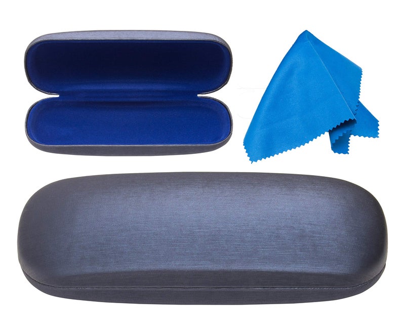 Noble Pack Noble Hard Shell Brushed Eyeglass Case with Microfiber Cleaning Cloth – Premium Eye Glass Carry Case with Enhanced Frame and Lens Protection – Ideal for Glasses & Sunglasses (Blue) - Image 1