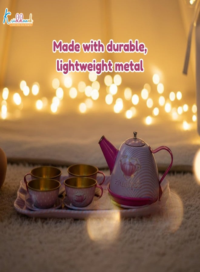 Kriiddaank Disney Princess Children Teaset - Portable Playtime Fantasy Tea Party Set for Girls | Fun & Educational Toy for Kids | Safe, Engaging & Interactive Play | Tin Plate - Image 3