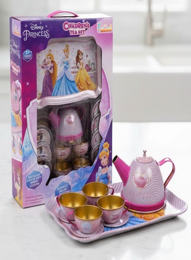 Kriiddaank Disney Princess Children Teaset - Portable Playtime Fantasy Tea Party Set for Girls | Fun & Educational Toy for Kids | Safe, Engaging & Interactive Play | Tin Plate - Image 1