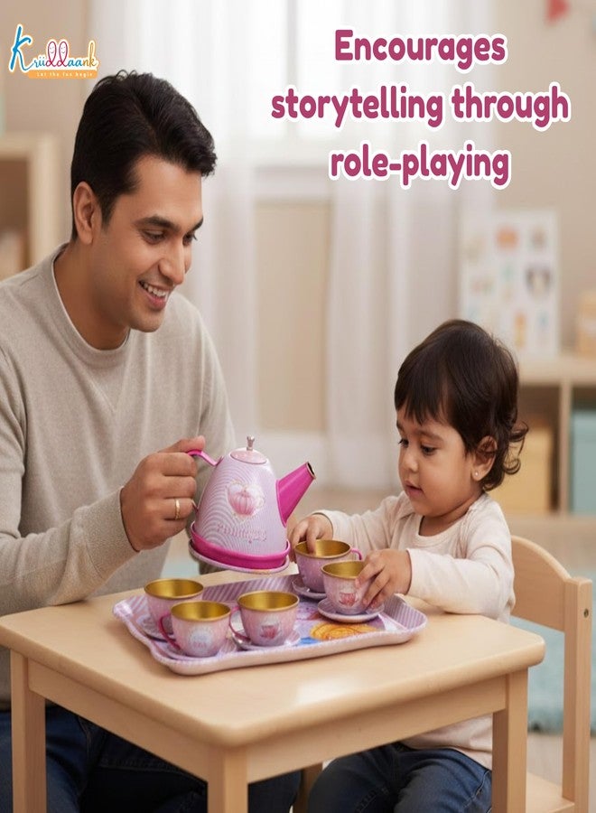 Kriiddaank Disney Princess Children Teaset - Portable Playtime Fantasy Tea Party Set for Girls | Fun & Educational Toy for Kids | Safe, Engaging & Interactive Play | Tin Plate - Image 2
