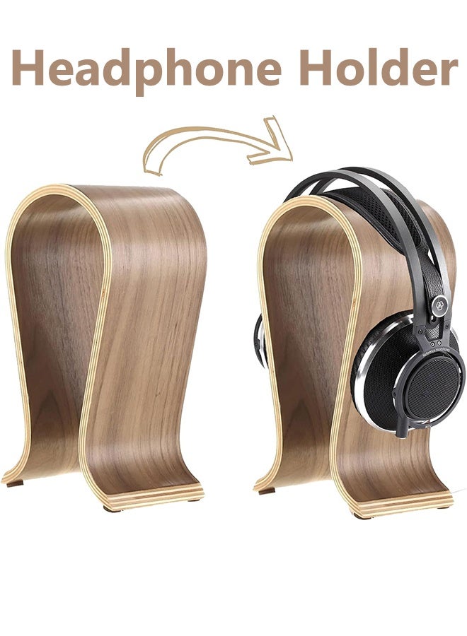 Wooden Headphone Stand Gaming Headset Holder Non-Slip U Shaped Headphone Stand Universal Headset Holder Gaming Headset Stand, for Home, Office, Study, Shop - Image 2