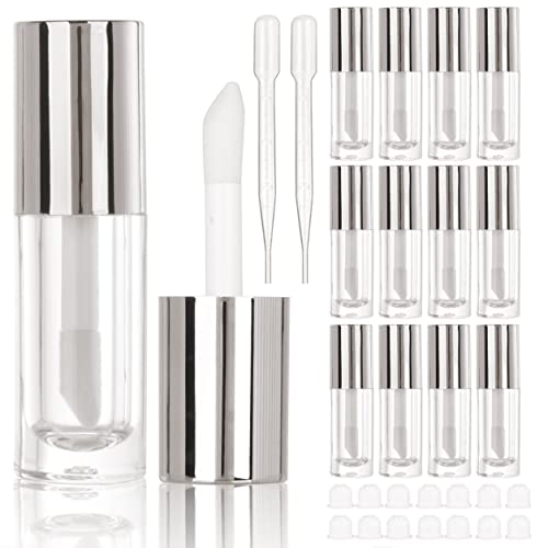 COSIDEA 14pcs Empty 6ml Big Brush Chunky Lip Gloss Tubes for DIY Lip Gloss Silver Lipgloss Containers - Image 1
