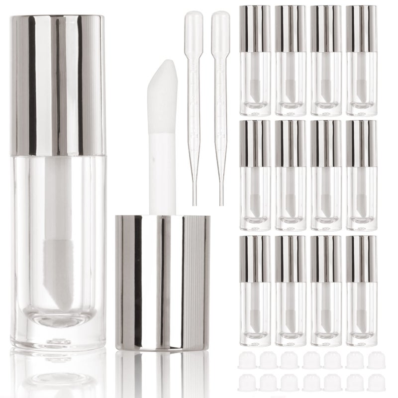 COSIDEA 14pcs Empty 6ml Big Brush Chunky Lip Gloss Tubes for DIY Lip Gloss Silver Lipgloss Containers - Image 2
