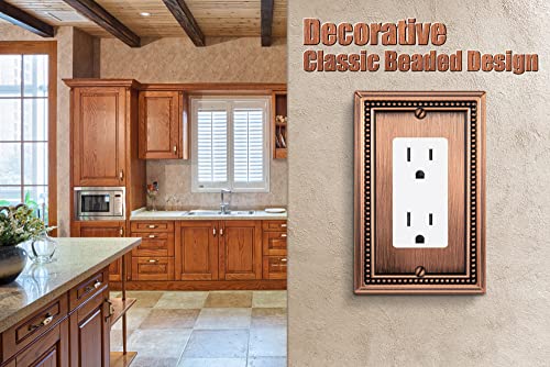 Henne Bery Sunken Pearls Heavy Duty Decorative Wall Plate Switch Plate Outlet Cover (Single Decorator, 3 Pack, Antique Copper) - Image 4