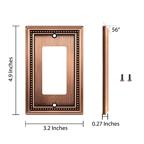 Henne Bery Sunken Pearls Heavy Duty Decorative Wall Plate Switch Plate Outlet Cover (Single Decorator, 3 Pack, Antique Copper) - Image 3