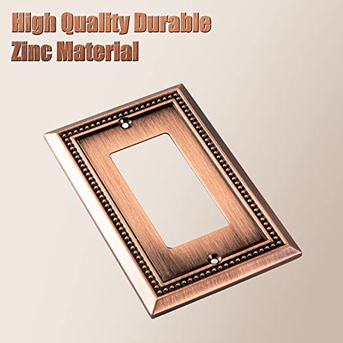 Henne Bery Sunken Pearls Heavy Duty Decorative Wall Plate Switch Plate Outlet Cover (Single Decorator, 3 Pack, Antique Copper) - Image 2