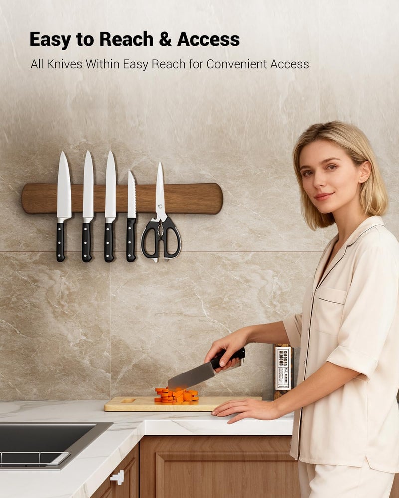 Swaitee Magnetic Knife Holder for Wall, 18 Inch Wood Strong Magnetic Knife Strip, Housewarming Gifts for New Home, Kitchen Storage Space Savers, Farmhouse Kitchen Utensil Organizer Essentials - Image 3