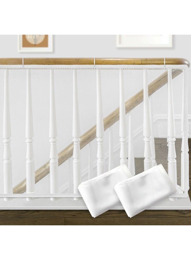 Gudui 2 Pack Indoor Outdoor Baby Safety Stair Railing Net Proofing Balcony Banister Rail Guard Child Protection Safe 6.6Ft L X 2.6Ft H, White - Image 1