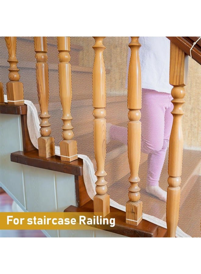 Gudui 2 Pack Indoor Outdoor Baby Safety Stair Railing Net Proofing Balcony Banister Rail Guard Child Protection Safe 6.6Ft L X 2.6Ft H, White - Image 5